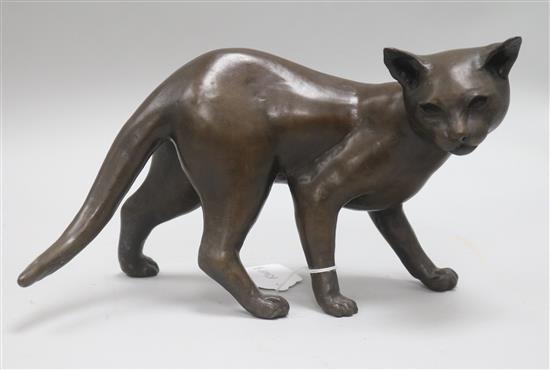 Tom Merrifield bronze figure of a standing cat, limited edition 32/95